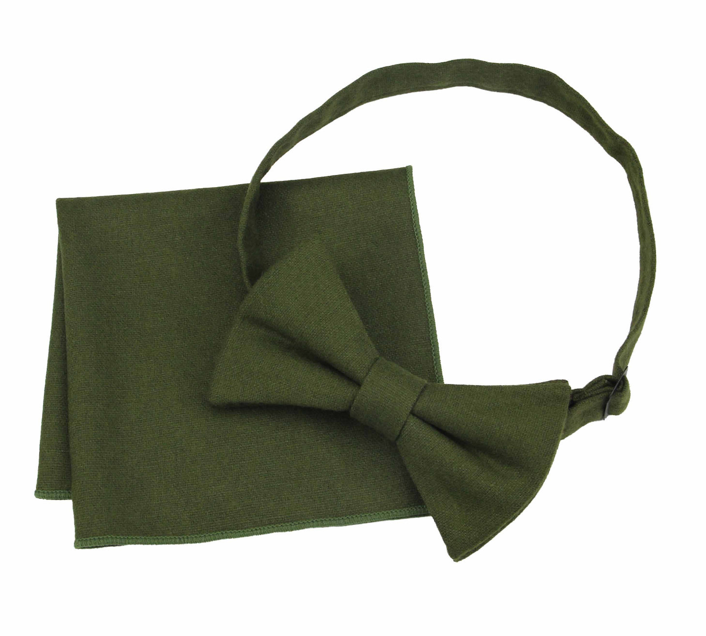 Olive Green Wool Bow Ties. Men's Martini Olive Pre Tied Bow Tie.