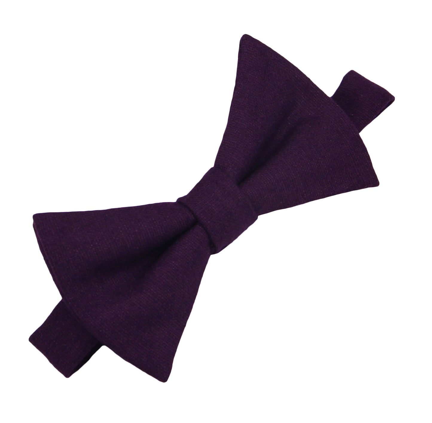 Mens Plum Bow Ties. Dark Purple Solid Woolen Bow Ties