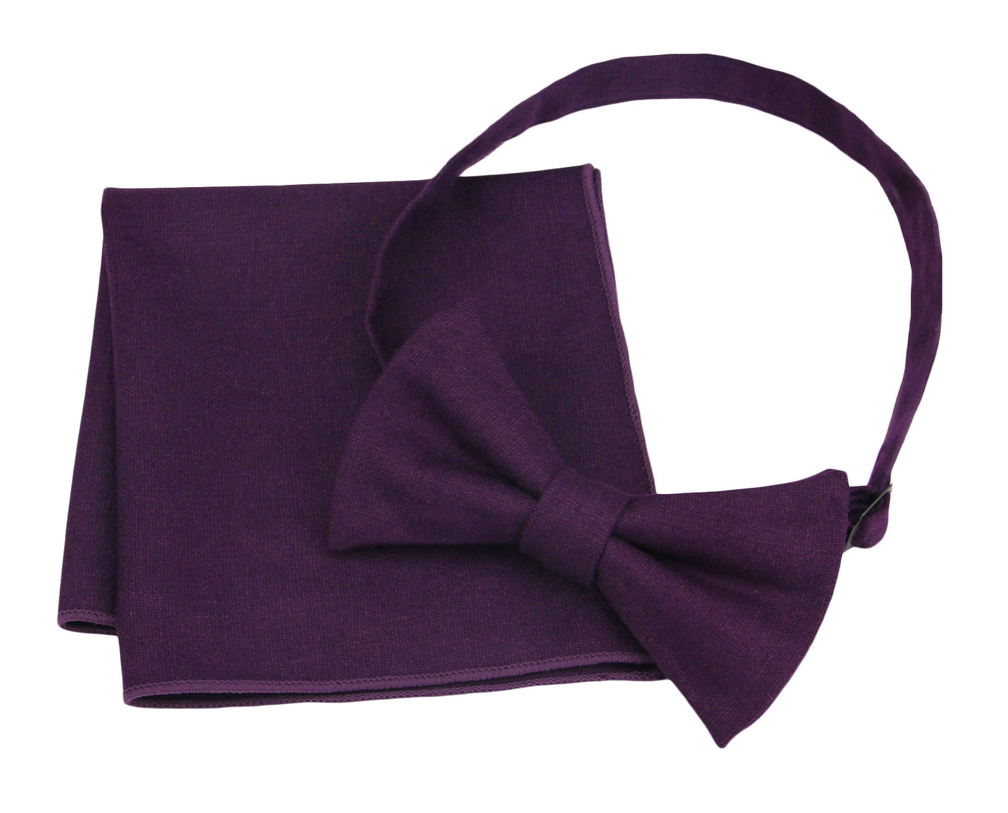 Mens Plum Bow Ties. Dark Purple Solid Woolen Bow Ties