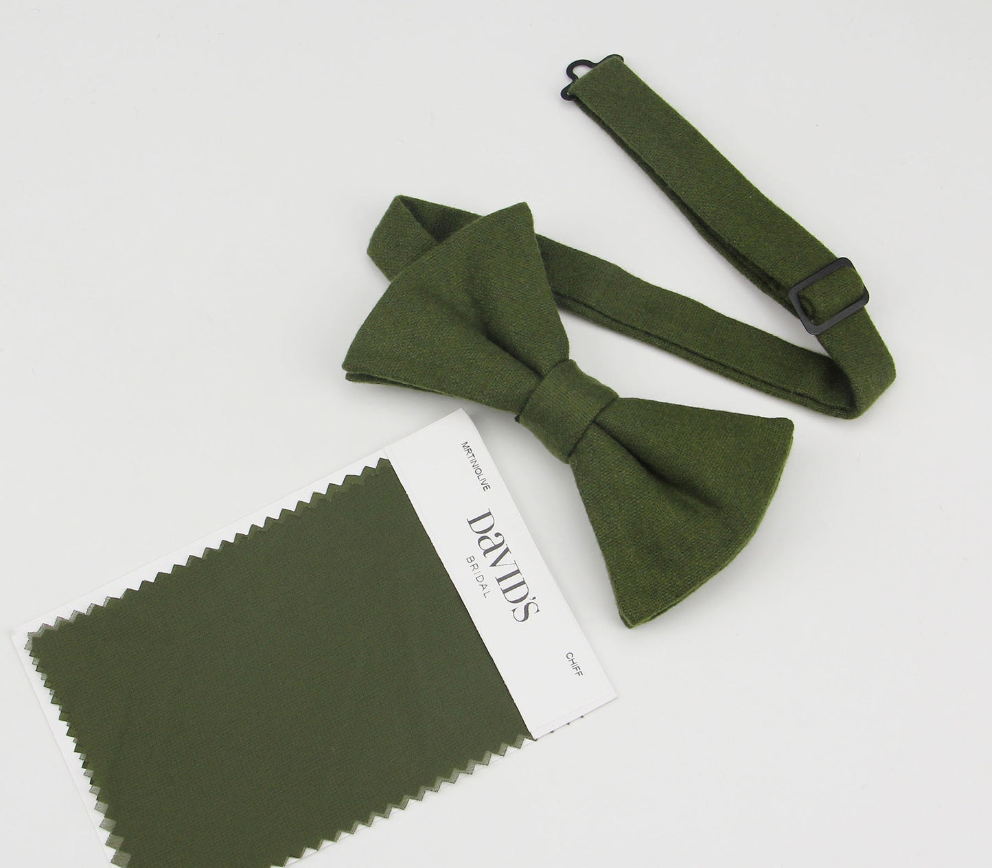 Olive Green Wool Bow Ties. Men's Martini Olive Pre Tied Bow Tie.