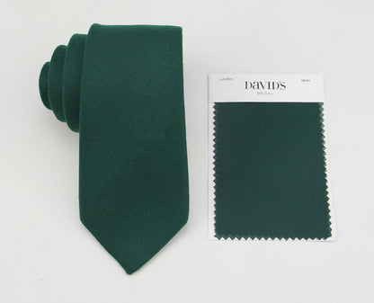 Juniper Ties for Men. Dark Green Wool Slim or Standard Ties