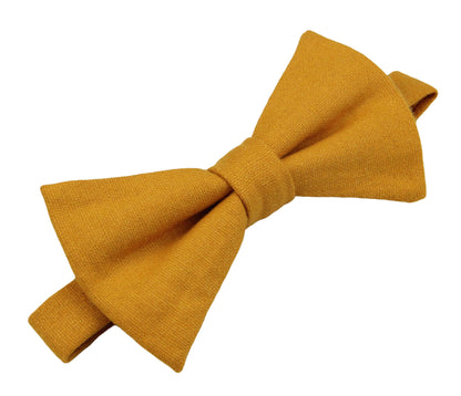 Marigold Plain Pocket Squares. Gold Bow Tie and Pocket Square