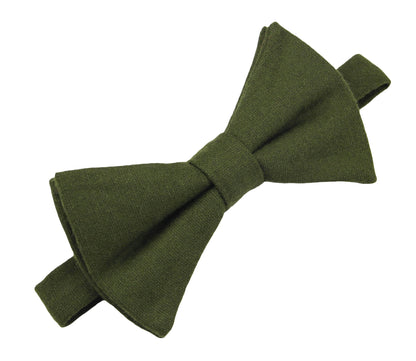 Olive Green Wool Bow Ties. Men's Martini Olive Pre Tied Bow Tie.