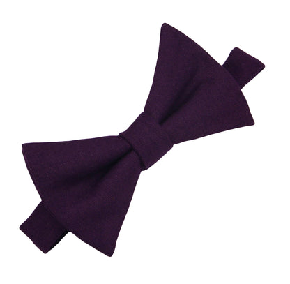 Mens Plum Bow Ties. Dark Purple Solid Woolen Bow Ties