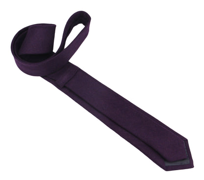 Mens Plum Ties. Dark Purple Solid Woolen Ties