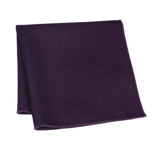 Mens Plum Pocket Squares. Dark Purple Solid WoolenPocket Squares