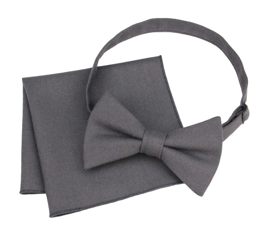 Mens Bow Ties. Pewter Solid Woolen Bow Ties. Dark Grey Plain Bow Tie